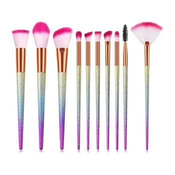 

10PCS/SET Scrub Type Plastic Handle Nylon Hair Makeup Brushes Set For Foundation Powder Blush Eyeshadow Make Up Brush
