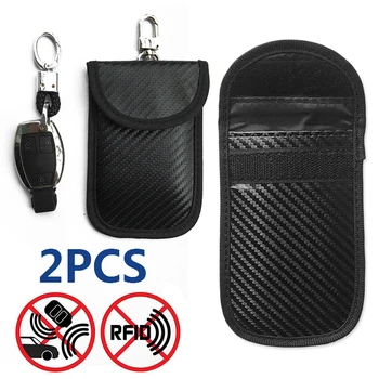 

Anti-theft RFID Signal Radiation Blocking Farady Car Remote Key Cover Pouch Case Bag Carbon Fiber Bag Car Key Wallet