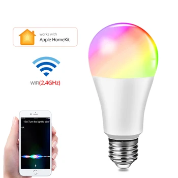 

Smart Light Bulb Works for Apple IOS Homekit App 2.4G WiFi Siri Voice Control Full Color E27 15W Smart Lamp for Home Decoration