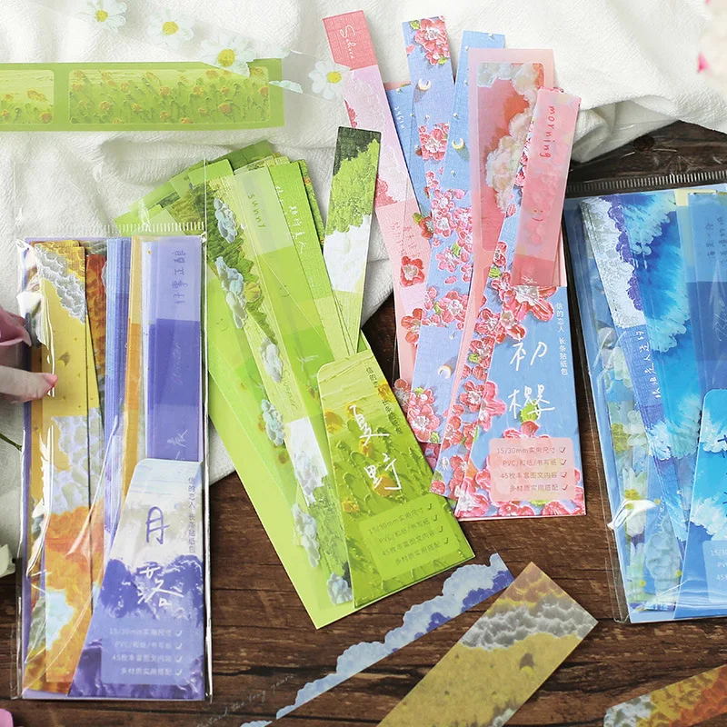 

45 pcs/pack cherry blossoms Decorative Stickers Scrapbooking diy Label Diary Stationery Album Journal Oil Painting Long Stick