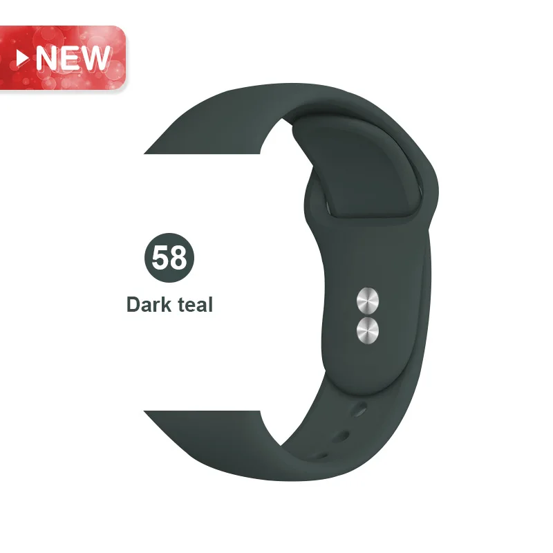 58 Силиконовый спортивный ремешок для часов Apple Watch 5 4 3 2 1 38 мм 42 мм ремешок для часов iwatch 40 мм 44 мм силиконовый браслет - Цвет ремешка: 58