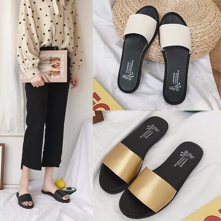 

Simple Slipper Female Spring Summer New Style 2020 Versitile Fashion Outer Wear Sandals Students Casual Flat Sandals