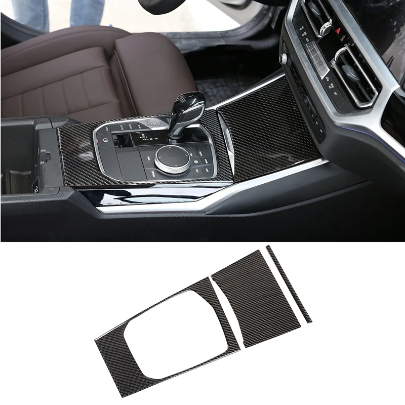 

For BMW 3 Series G20 G21 G28 2019 2020 Carbon Fiber Center Console Gear Shift Panel Cover Trim
