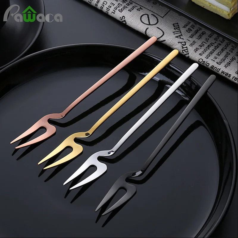 

Stainless Steel Fruit Forks Small Size Pickle Forks Cocktail Salad Dessert Cake Forks Tableware for Banquet Party Seafood Dinner