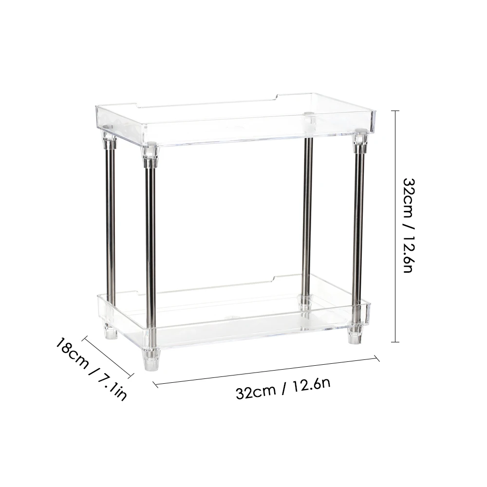 Multi-functional Rack 2-Tier Cosmetic Organizer Tray Cosmetic Storage Shelf Caddy Stand for Bathroom Kitchen Condiment