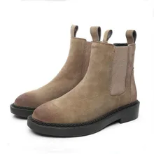 Женские ботильоны; зимняя обувь из натуральной кожи; женские Ботинки martin; женские замшевые ботинки высокого качества; Botas Mujer