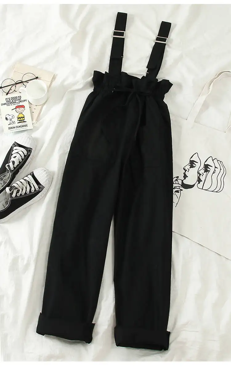 Neploe/Модные женские рубашки из двух предметов костюм с брюками на подтяжках милые повседневные свободные полосатые топы для девочек комплекты со штанами на лямках со шнуровкой 54402