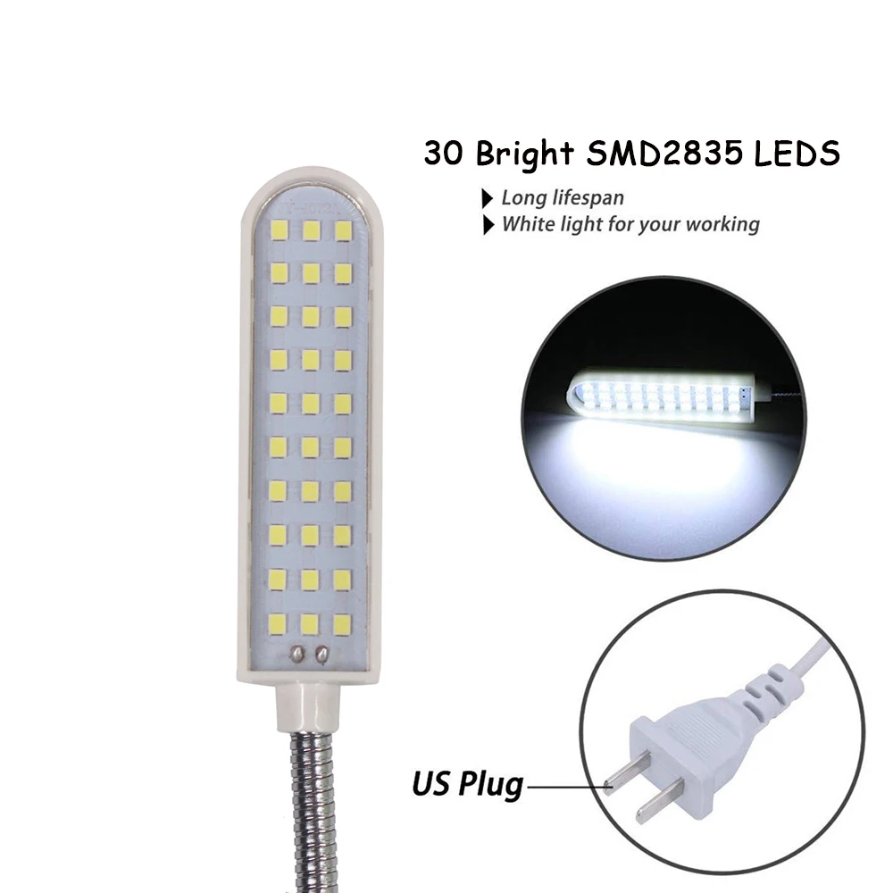 SMD2835 30 LED Sewing Machine Lamp Multifunctional Flexible Work Lamp With Magnets Industrial Lights for Lathes,Drill Presses