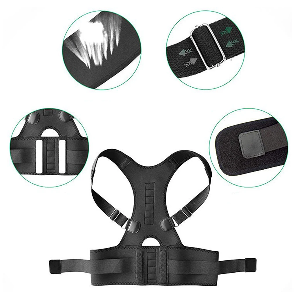 Men Women Brace Support Belt Adjustable Magnetic Back Posture Corrector Clavicle Spine Shoulder Lumbar Posture Correction