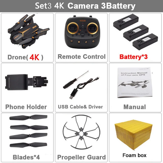 XS812 4K 3B FB VISUO XS812 gps Дрон с камерой 4K HD 5G wifi FPV удерживающий высоту один ключ возврат Радиоуправляемый Дрон Квадрокоптер Вертолет VS E520S SG906 - Цвет: XS812 4K 3B FB
