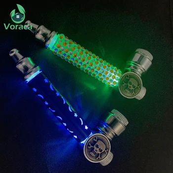 

Multicolor Creative Flashing LED Light Smoke Pipes with Cover Detachable Skull Head Dry Herb Tobacco Filter Tools Smoking Pipe