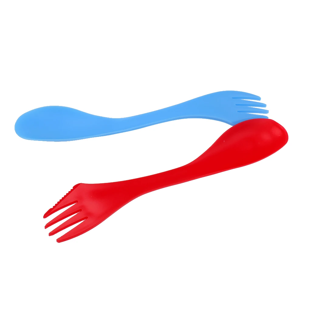 6 Pieces / Set Portable 3 in 1 Camping Utensils Spork Combo Spoon Cutlery for Outdoor Hiking Travelling Picnic