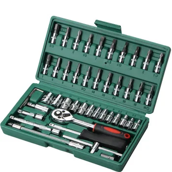 

Professional 46Pcs Wrench Set Screwdriver Ratchet Wrench Set Car Repair Tool Combination Repair Manual Tool Multicolor