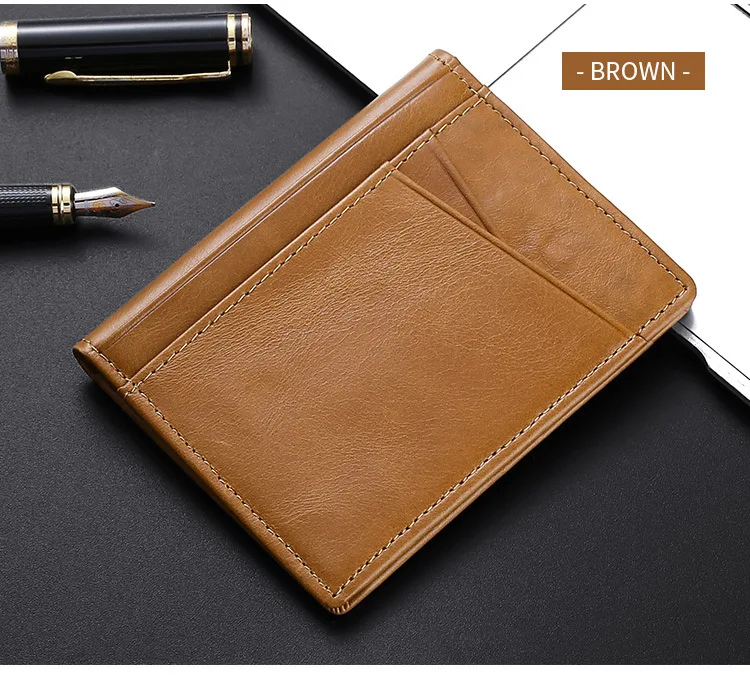 Men Minimalist Slim Card Holder Genuine Leather Card Wallet Slim Line Ultra Thin Mini Small Rfid Passport Id Card Holder Male