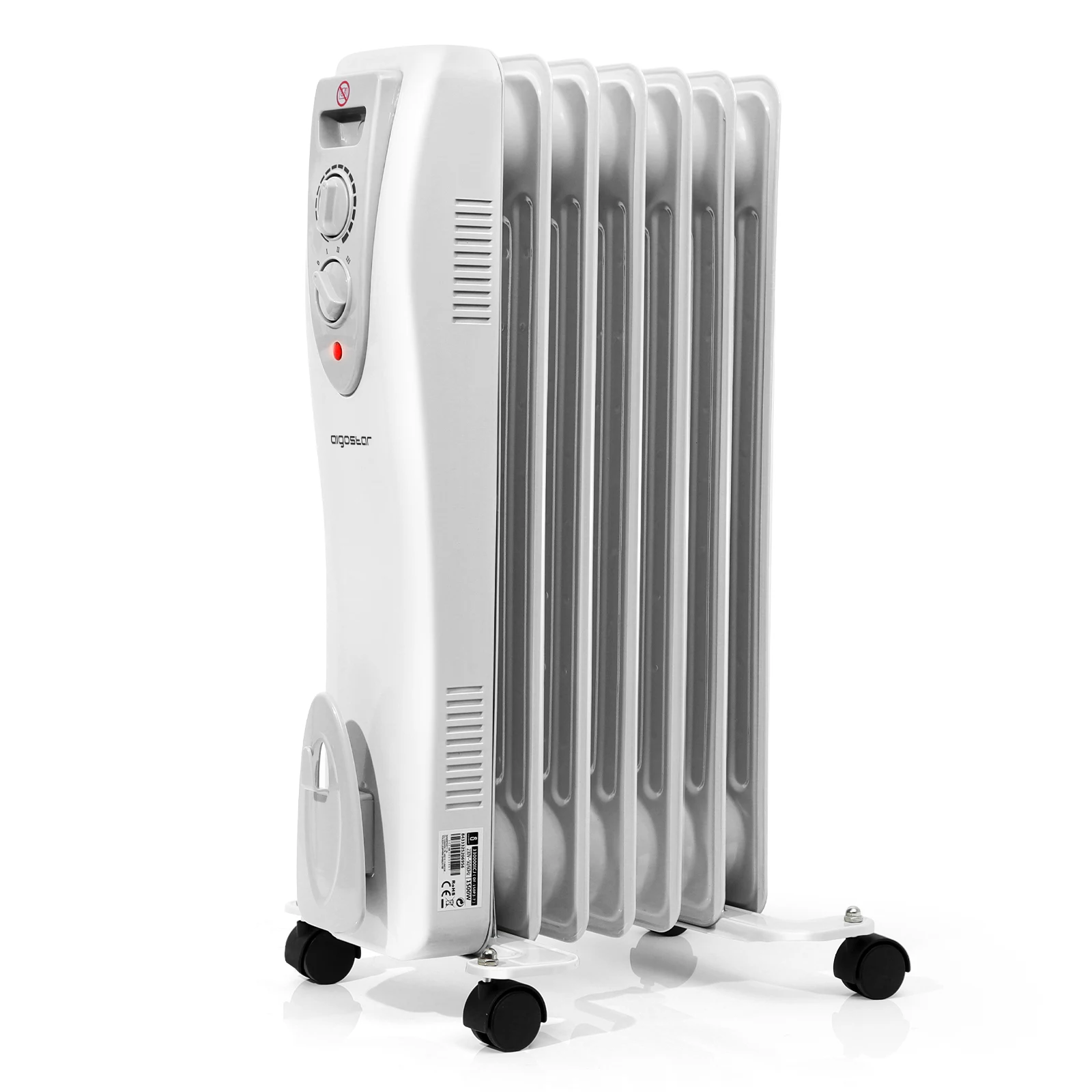Aigostar 1500W,7 FINS,WIDTH 125MM OIL FILLED RADIATOR GREYu0026WHITE VDE /Carl