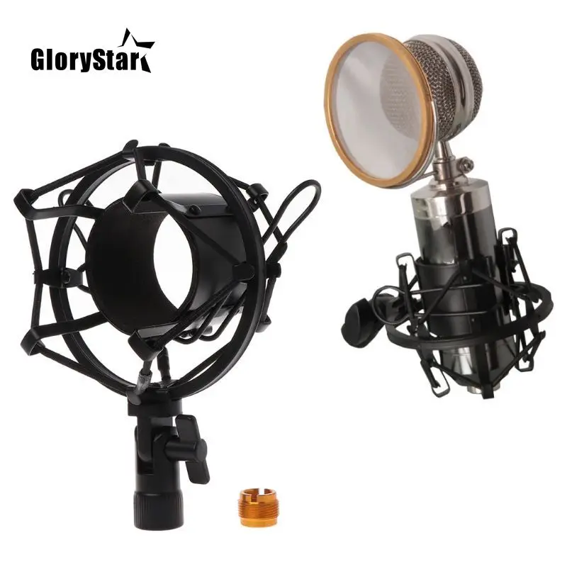 Microphone Shock Mount Professional Metal Microphone Shock Mount Locking Knob Reduce Noise Broadcast Clip Studio Recording Mic Holder Spider Condenser