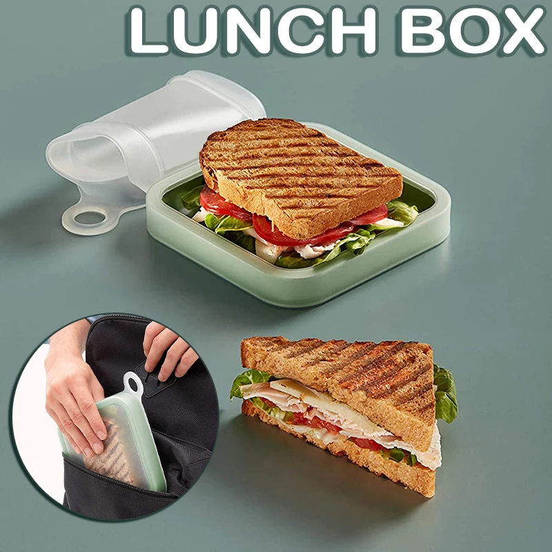 Sandwich Toast Case Sandwich Containers Leak-Proof Reusable Silicone Lunch  Box Storage Bag For School Office GQ - AliExpress