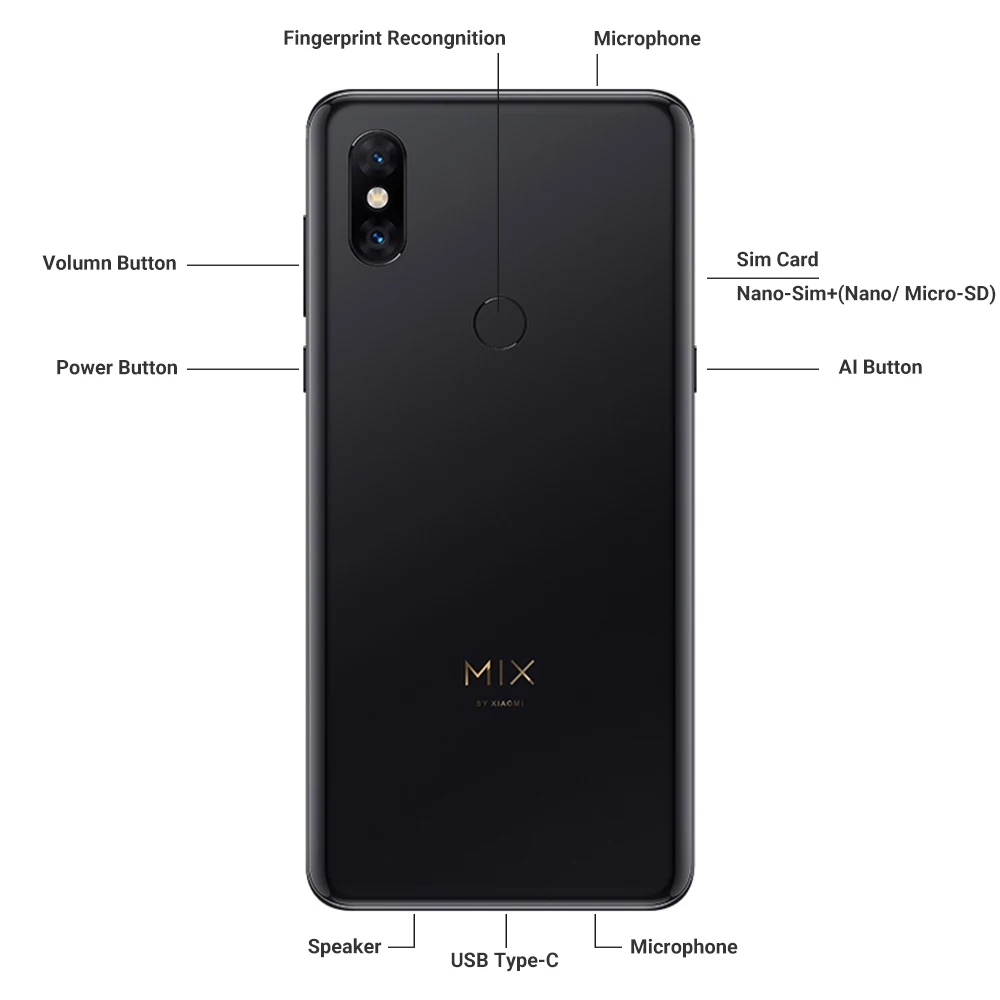  Global Rom Xiaomi Mi Mix 3 8GB RAM 256GB ROM Snapdragon 845 Octa Core 24MP 6.39