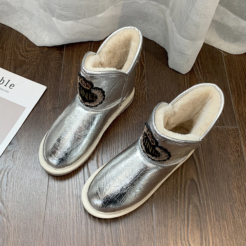 Women boots snow female 2019 winter waterproof plush warm Ankle Boots Slip On Flat bottom casual short tube cotton shoes |
