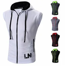 Летняя одежда, стиль, мужской повседневный спортивный жилет на молнии без рукавов, мужской кардиган с капюшоном, жилет, мужская одежда