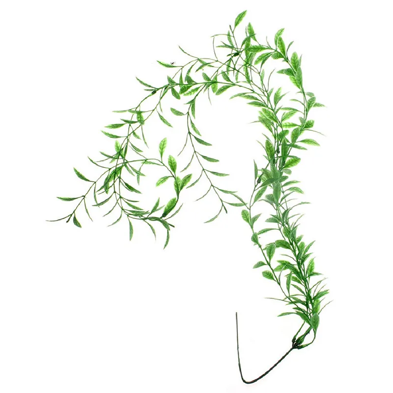 Поддельные орнамент рептилии Террариум пластиковые ивы лоза место обитания Декор искусственные зеленые растения - Цвет: Темно-коричневый
