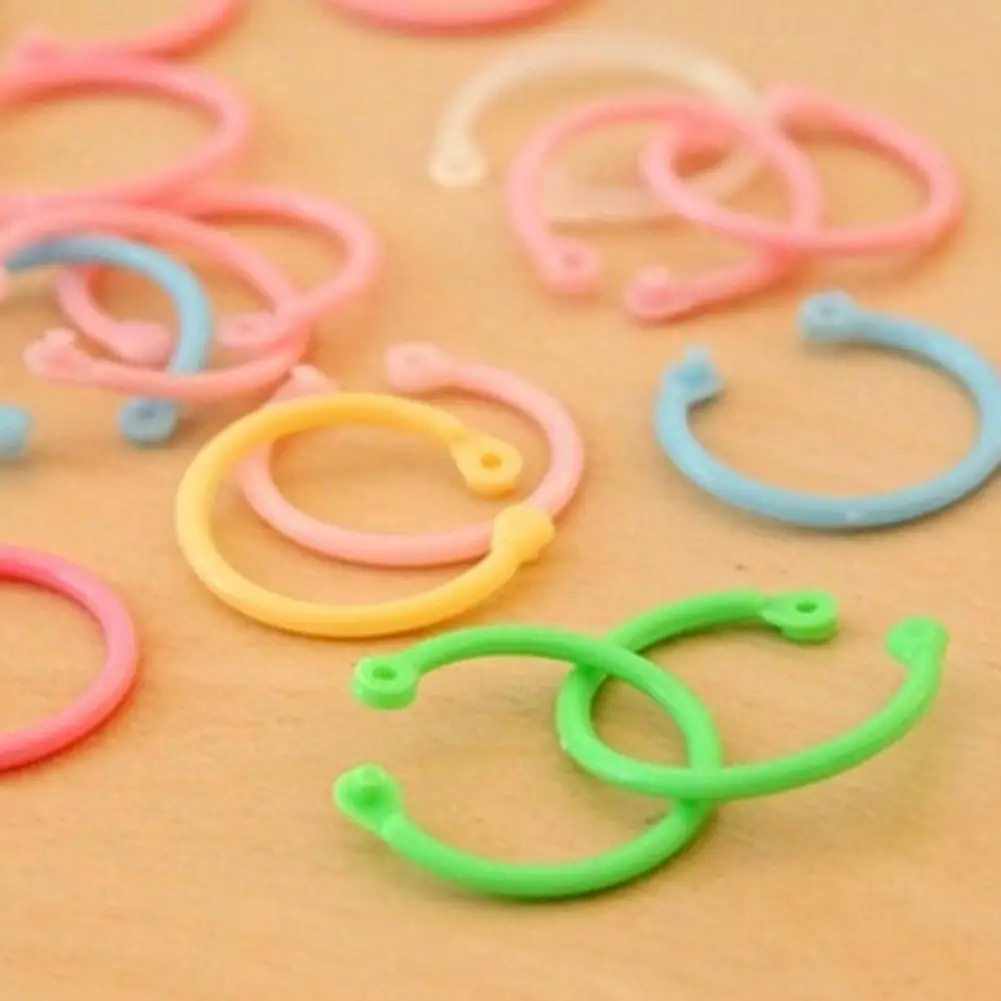 30Pcs Plastic Loose Leaf Binding Rings Candy Color Coil Binder Hoop Holder Tool Plastic Binding Rings