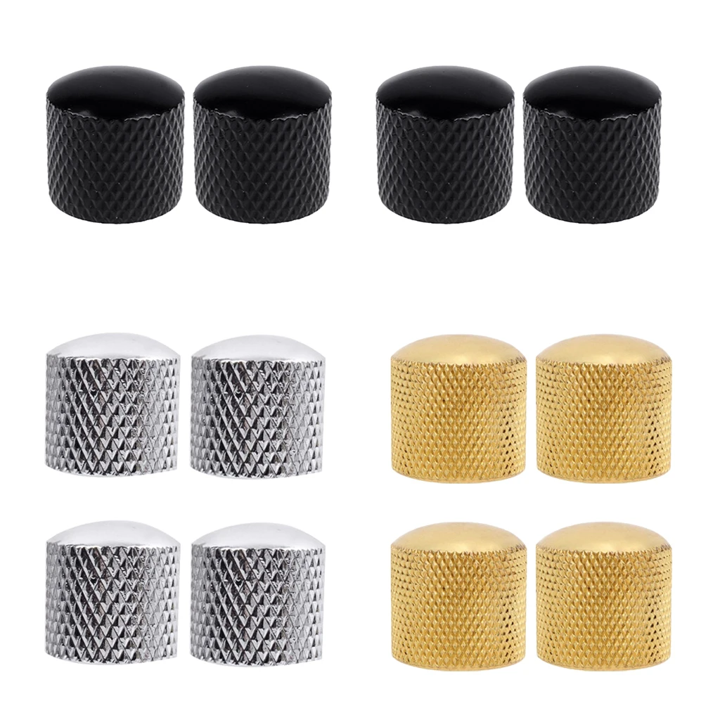  4 Pcs Metal Electric Guitar Volume Tone Control Knobs Buttons for Electric Guitar Bass Potentiometer 16 x 17mm 