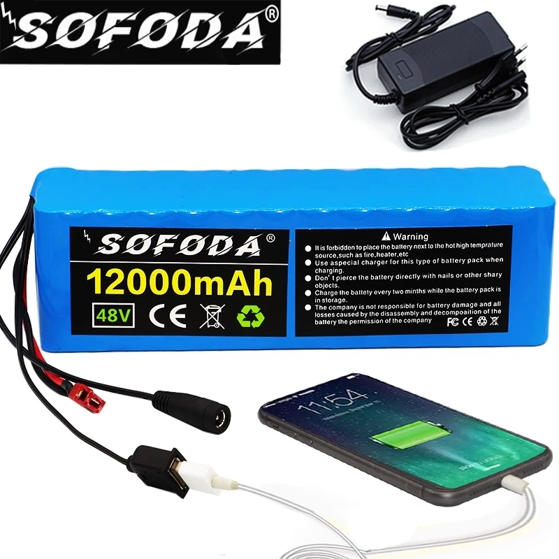 48v литий ионный аккумулятор 12Ah 1000w 13S3P аккумуляторная батарея для зарядки Ноута и сотового телефона 54 6 v E