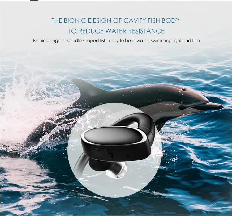 OVEVO X9 Fish Bionic, 8 ГБ, MP3, bluetooth, V4.2, наушники IPX7, водонепроницаемые, для плавания, для спорта, супер бас, HiFi, наушники с микрофоном