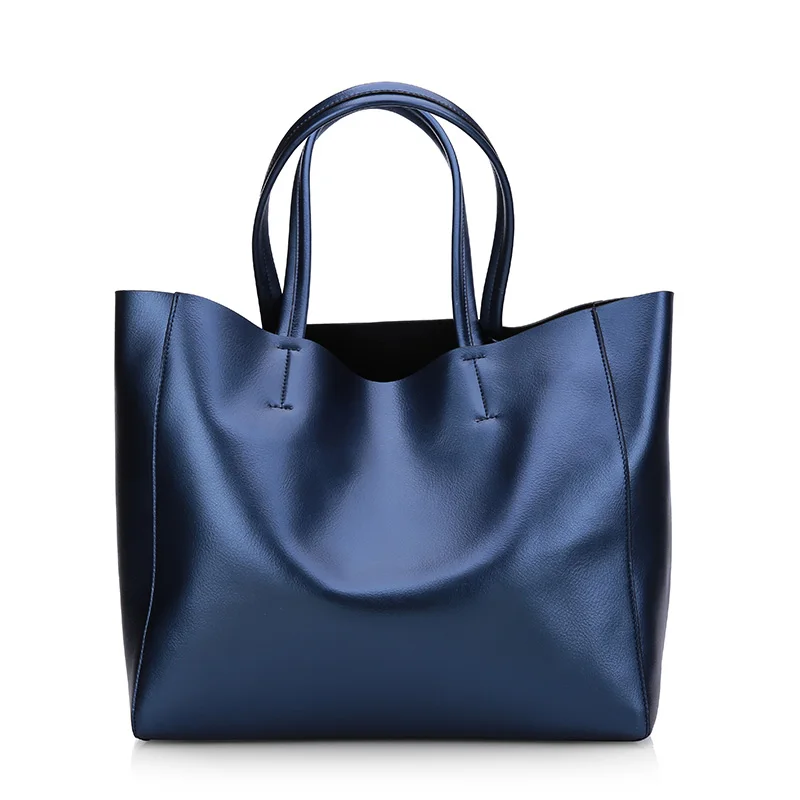 Новая мода натуральная кожа женская сумка большая Вместительная женская сумка через плечо известный бренд Женская Сумка Для Покупок Сумка - Цвет: blue