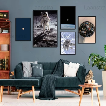 

Modern Creative Universe Astronaut Earth HD Picture Bedroom Living Room Dining Wall Art Canvas Poster Home Decoration Painting