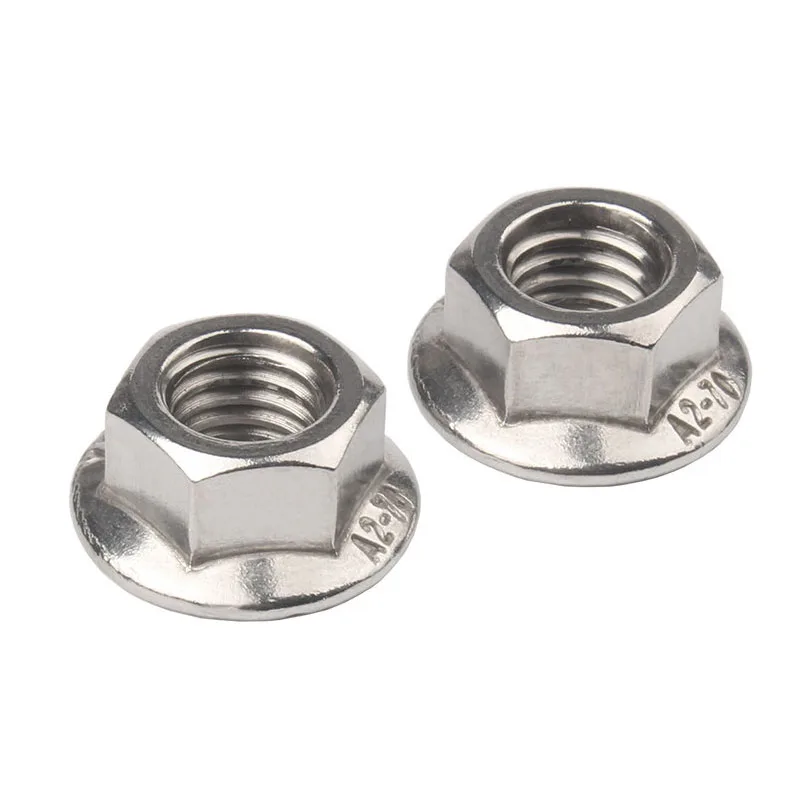 /25X M3 M4 M5 M6 M8 M10 M12 High Quality Stainless Steel Hexagon Hex Head Serrated Spinlock Flange Nut Locknut Lock Nut DIN6923