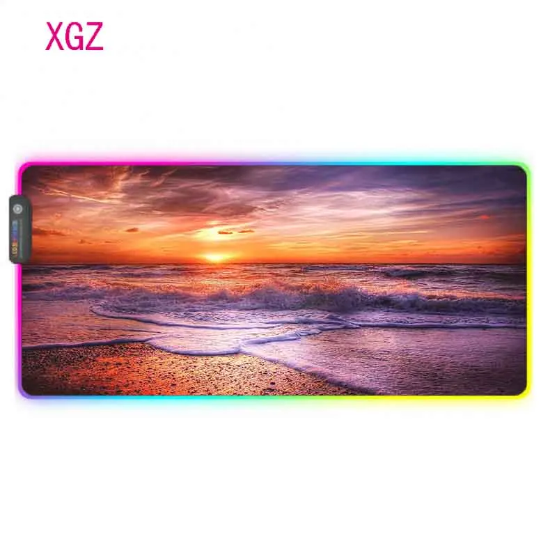 XGZ Ocean Dawn Landscape натуральный большой коврик для мыши светодиодный цветной