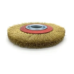 Brosse douce et plate en acier plaqué laiton, 150mm x 32mm, installée sur la meuleuse d'angle, utilisée pour le nettoyage et le meulage de la lumière 