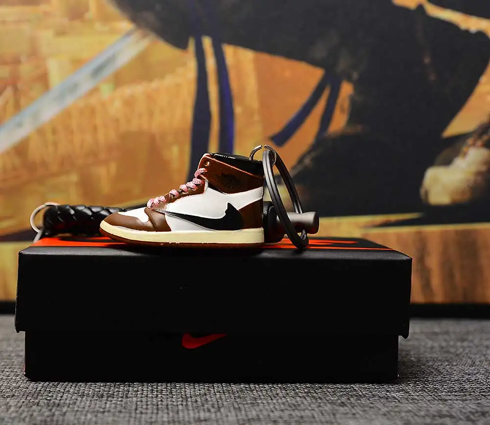 a shoe w rope Дропшиппинг aj1 offwhite Chicago Unc брелок в виде кроссовка Air Jordan 1 3D мини-кроссовки запатентованный спортивный обувной брелок с кроссовком - Цвет: a shoe w rope