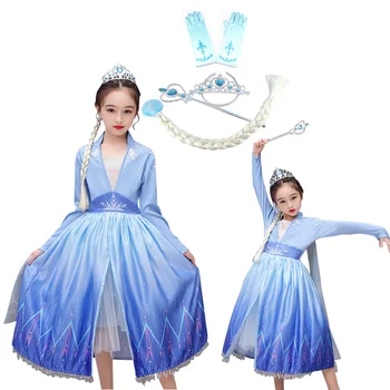 

2020 New Snow Queen Girls Dress Princess Anna Elsa 2 Halloween Cosplay Costume Christmas Kids Fancy Children Gowns