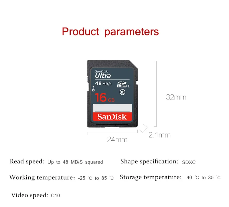 SanDisk Ultra SD карта 32 Гб 16 Гб SDHC высокая скорость 48 м/с класс 10 UHS-I карта памяти для камеры