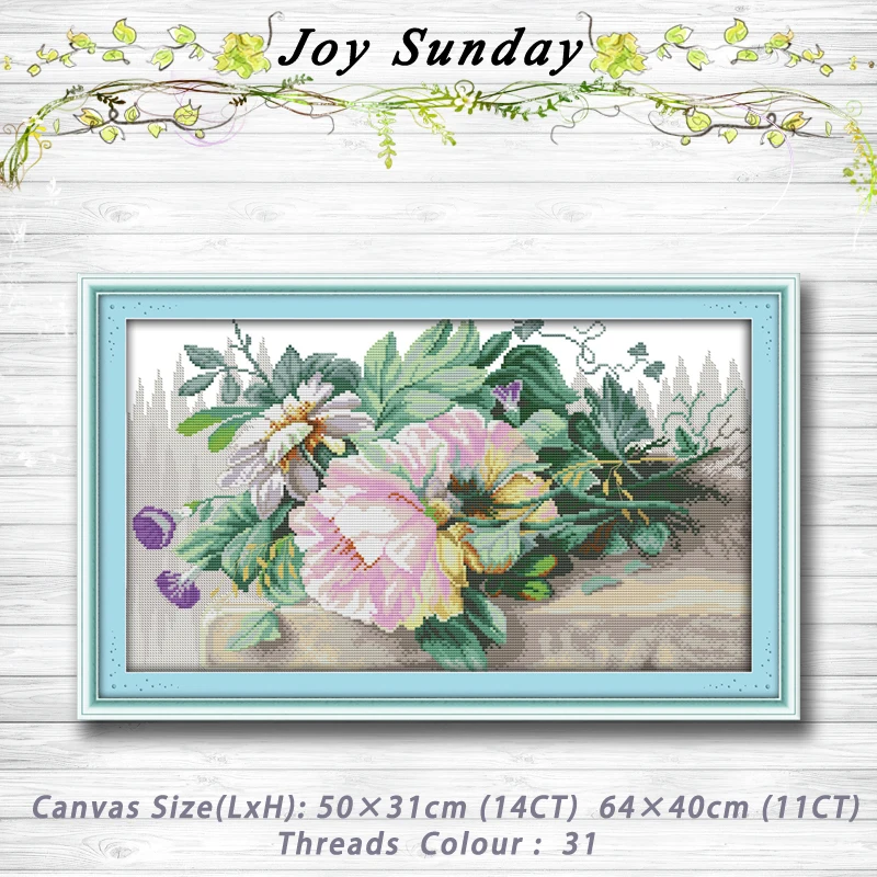 

Flowers Patterns Counted Cross Stitch 11CT 14CT Cross Stitch Sets Flowers Cross Stitch Kits for Embroidery Home Decor Needlework