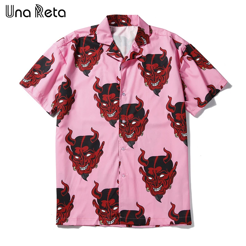 Una Reta Hip hop Short Sleeve Shirt Men Street Hawaii Beach Women Tops Fashion Harujuku Demon head print Summer Lovers Shirts Una Reta Hip hop Short Sleeve Shirt Men Street Hawaii Beach Women Tops Fashion Harujuku Demon head print Summer Lovers Shirts