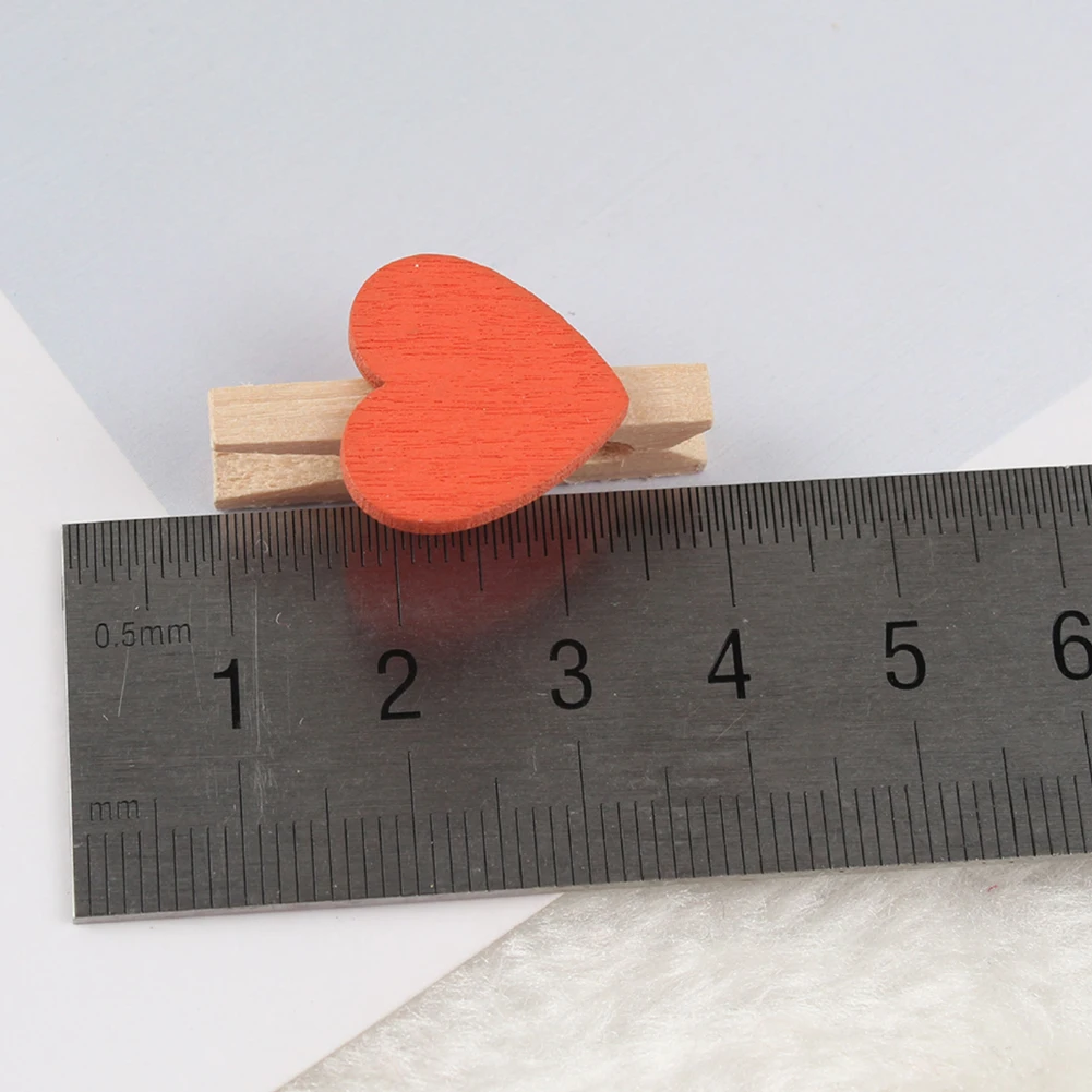 50Pcs Heart Wooden Clothespin Photo Paper Peg Pin Craft Postcard Clip Home Decor