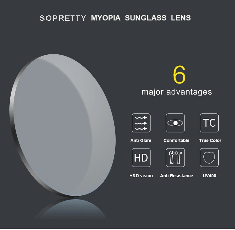 80m Gradienten Getönte Färben Serie 1,56 1,61 1,67 Rezept CR-39 Harz Optische Gläser Linsen Myopie Sonnenbrille Bunte Objektiv – Detail 3