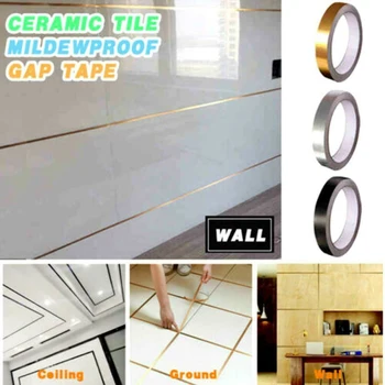 

Gold Tile Gap Sealing Tape 50M Waterproof Mildew Proof Wall Seal Copper Foil Strip Silver Golden Rim Floor Home Decoration Tape