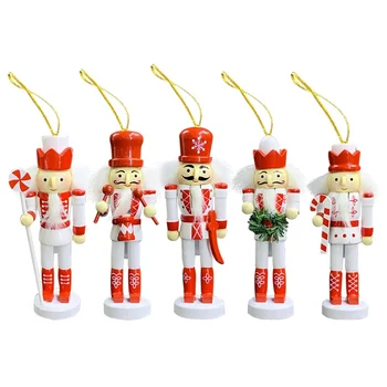 

5Pcs/Set Nutcracker Mini Wooden Soldiers Band Doll Christmas Tree Ornament New Year Christmas Decoration for Home