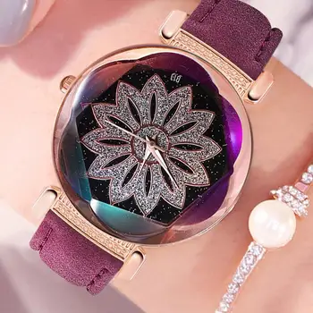 

2020 New Hot Sale Luxury Watches Quartz Watch Stainless Steel Casual Bracelet Watch Starry sky Dial Leather Ladies reloj mujer