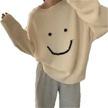 Aliexpress - Spring Pullover Sweater Women 2021 New Fashion Outerwear Round Neck Top Casual Loose Smiley Knitted Sweater Female JD1385