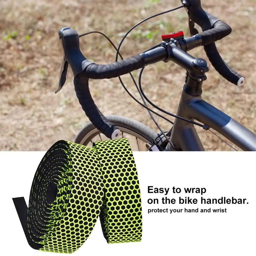 Mountain Road Bike Handlebar Tape Honeycomb Design Anti-Slip Silica Gel Shock Absorption Cycling Bar Tape Bicycle Accessories