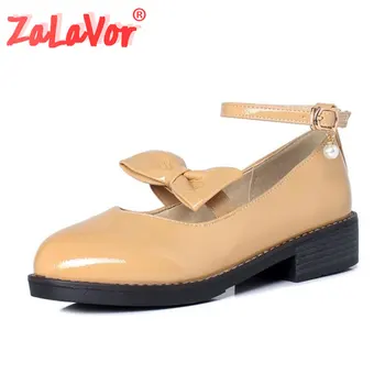 

ZALAVOR Women Pumps Butterfly Knot Pearl Ankle Strap Rhinestone Spring Summer Concise Pu Casual Shoes Lolita Sweet Size 30-43