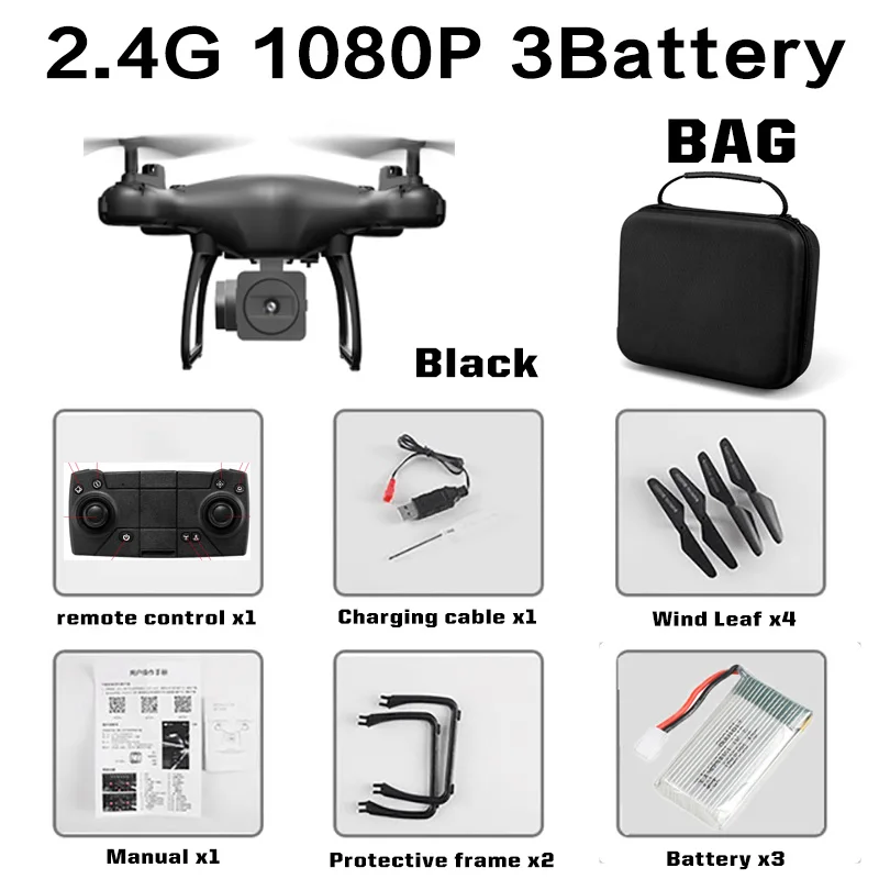 Black 1080P 3B Bag SH4 gps Дрон камера HD 4K 1080P 5G Wifi FPV Профессиональный Квадрокоптер RC Дрон Вертолет игрушка для детей VS SG907 - Цвет: Black 1080P 3B Bag