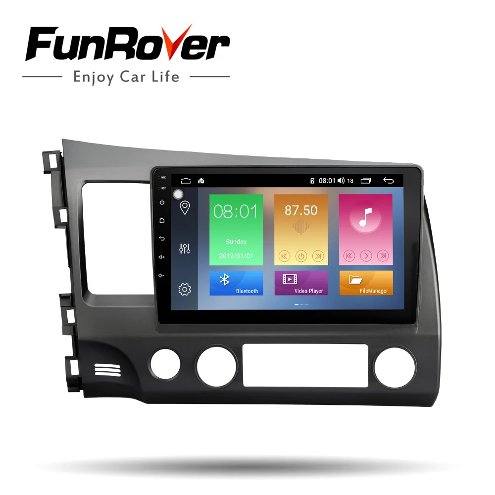 Funrover 2.5D ips для honda civic 2006-2011 2 din android 9,0 автомобильный Радио мультимедийный плеер Авторадио Навигация gps 4G 64G без dvd