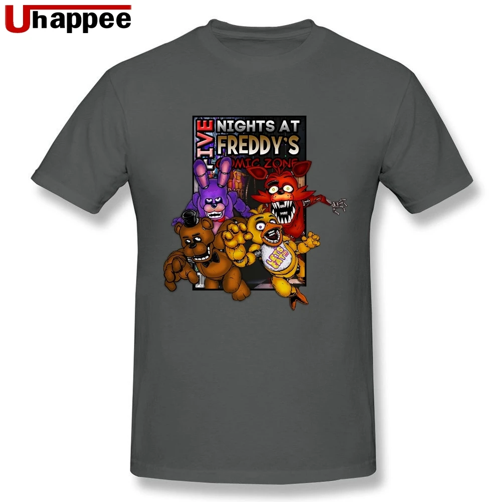 Крутые футболки Freddy Fazbear для мужчин s, обычная посадка, короткий рукав, цветные принтованные рубашки для мужчин, большой и высокий размер, веер, официальная одежда - Цвет: Темно-серый